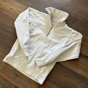 Alex Mill 1/4 Zip White Pullover Sweater Women's Sz XS Prepster Casual
